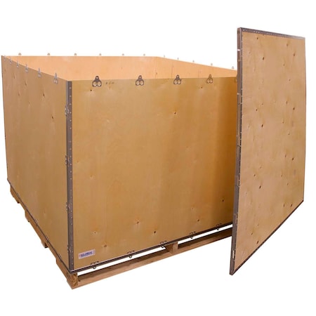 Global Industrial 59-1/4 in x 59 1/4 in x 48 in 6 Panel Shipping Crate, Brown, Plywood B2352206